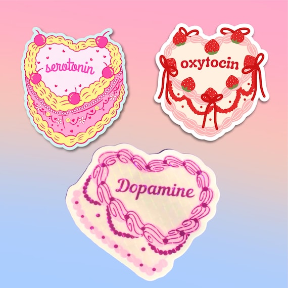 Dopamine Serotonin Oxytocin Cake Stickers, Psychology sticker pack, PhD, Professor Gift