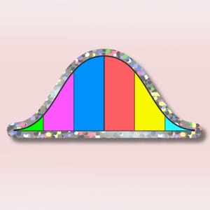 Sticker belcurve: glitter of holografisch prisma, statistiekcadeau