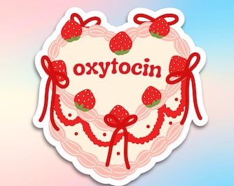 Sticker Oxytocinecake: vintage hart, cadeau wetenschap