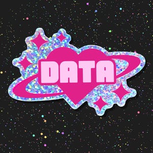 Spacey Data Sticker, Glitter STEM Sticker