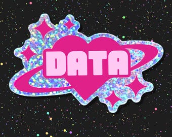 Spacey Data Sticker, Glitter STEM Sticker