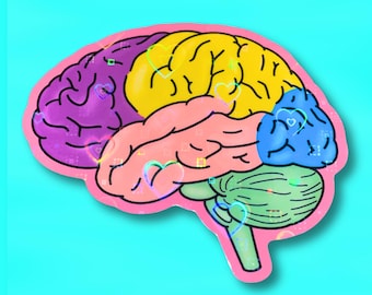 Holographic Heart Brain Sticker, Psychology, Neuroscience, Neurology Gift