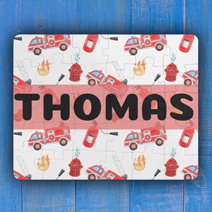 Custom Kids Name Puzzle, Personalized Firefighter Toddler Gift, Custom Name Puzzle for Birthday, Unique Kids Jigsaw Puzzle