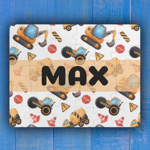 Custom Kids Name Puzzle, Personalized Construction T Toddler Gift, Custom Name Puzzle for Birthday, Unique Kids Jigsaw Puzzle