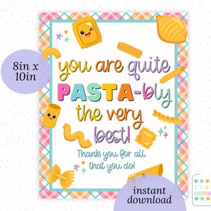 Pasta teacher appreciation 8x10 printable sign, luncheon instant download, spaghetti lunch flyer, PTO PTA Gift