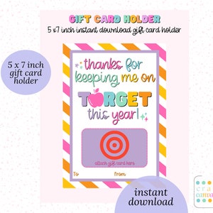 Houd me op doel Waardering Cadeaukaarthouder Afdrukbaar, Leraar Bedankcadeau, Personeelskaart, Einde van het schooljaar Instant Download