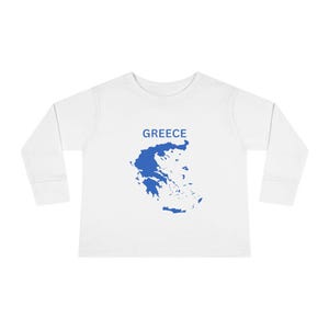 Griechenland Karte Sweatshirt - Spaß und bequem Kleinkind Langarm T-Shirt, Schulanfang, griechischer Stolz, Reisegeschenk, Geographie Shirt