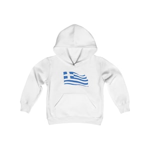 Greek Flag Youth Hoodie, Fun and Comfy Kids Sweatshirt, Greece Pride, Unisex Pullover, Greek Heritage Gift
