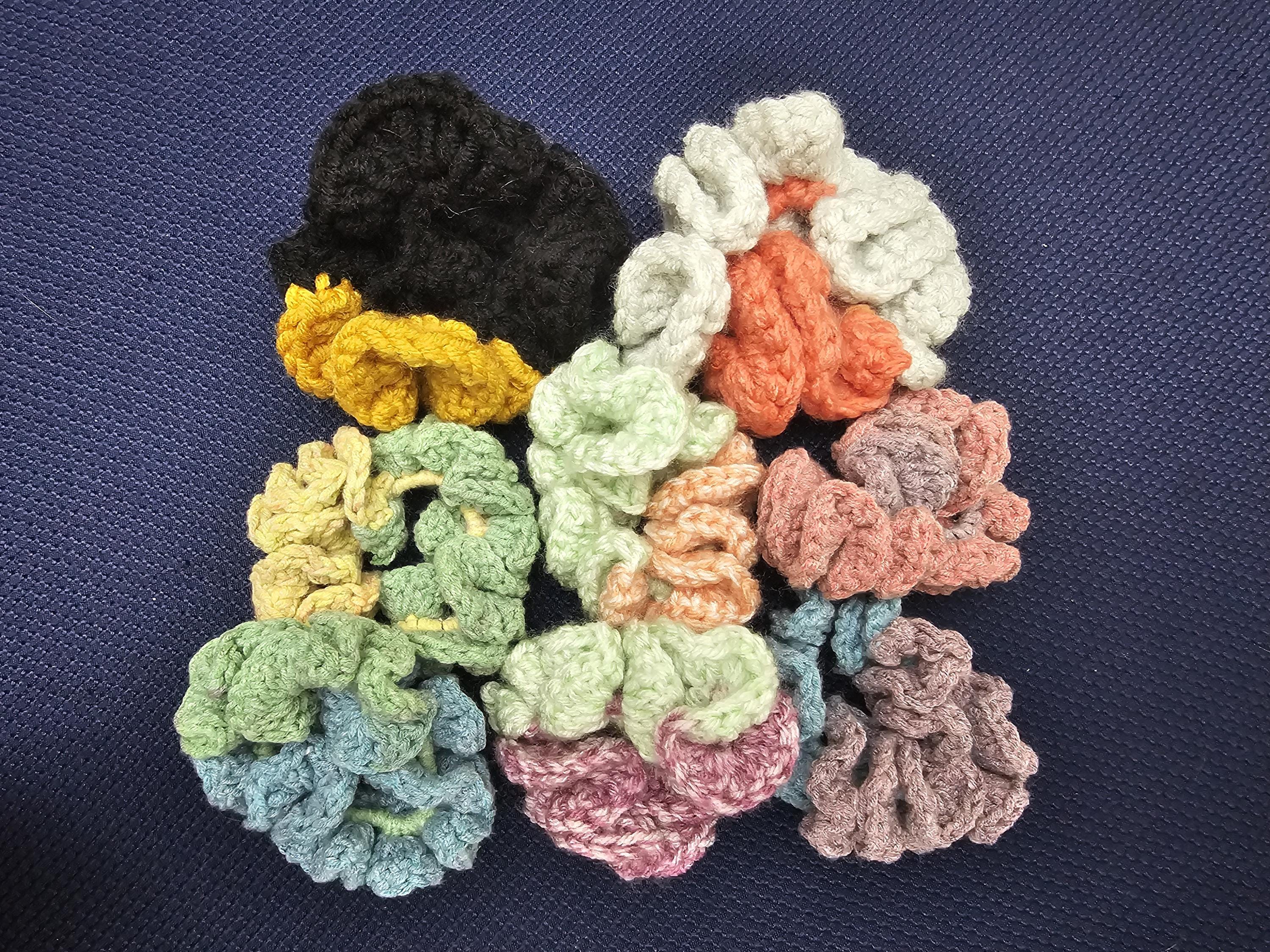 Wholesale- Mystery Colors Crochet scrunchies set of 10 Handmade Crotchet hair scrunchies for sale 25pula each 150pula for 10  main image 4