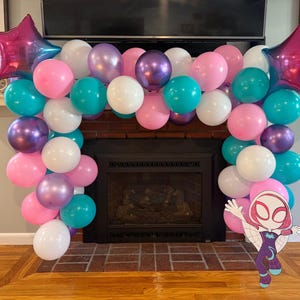 Ghost Spider Inspired Balloon Arch Kit: Hot Pink, White, Purple, Turquoise