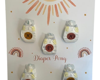 Personalized Handcrafted Boho Diaper Pong Game (20"x30") - Baby Shower Game - Diaper Pong - Boho Themed - Diaper Pong Game - Custom Game