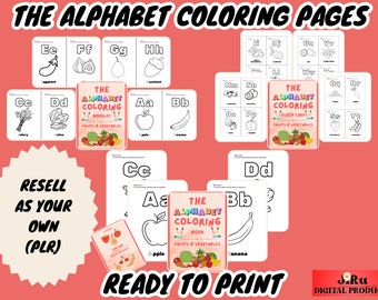 The Alphabet (ABC) Coloring Pages (Fruits&Vegetables Theme)