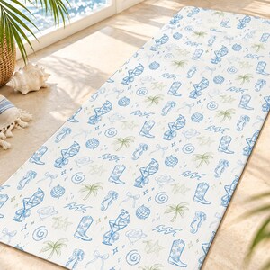 Coastal Cowgirl Yoga Mat | Western Beach Pilates Mat (Blue & Green)