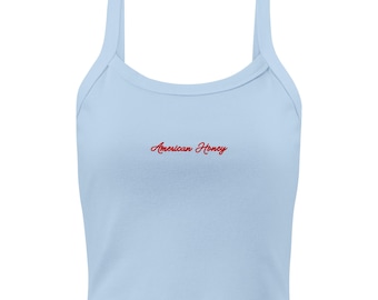 American Honey Graphic Tank Top – Micro-Rib Vintage Style Tank – Retro Tank Top – Unisex Festival Tank – Road Trip Shirt