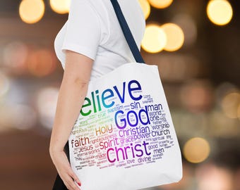Believe in God Faith Tote Bag: Christian Bible Study, Religious Gift