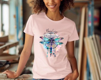 Watercolor Dragonfly T-Shirt, Hopeless Daydreamer Inspirational Tee, Boho Gift