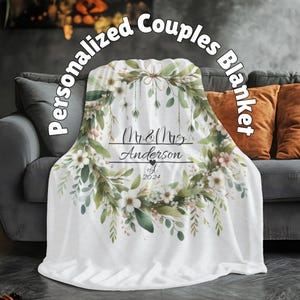 Personalized Wedding Anniversary Blanket: Custom Names Velveteen Throw