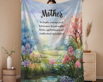 Mom Blanket – Soft Floral Velveteen Plush Throw, Cozy Gift for Mom, Mother’s Day or Birthday Throw, Home Decor for Her