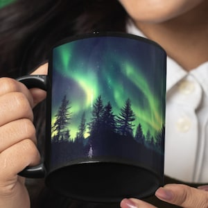 Northern Lights Mug Aurora Borealis Coffee Mug Gift for Her Him Polar Lights Tea Mug Celestial Night Sky Arctic Aurora Unique Gift Idea Mug