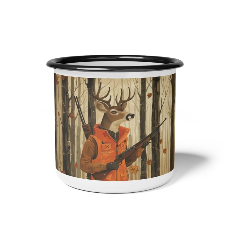 Coffee Mug Enamel Camp Cup Deer Hunting Gift for Him Her Unique Gift ...