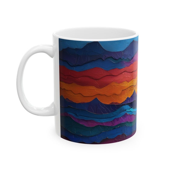 3D Paint Sunset Coffee Mug Vibrant Gift for Her Him Unique Gift Idea  Colorful Acrylic Painting Oil Mountains Tea Mug Sunrise Pastel Vintage -  Etsy