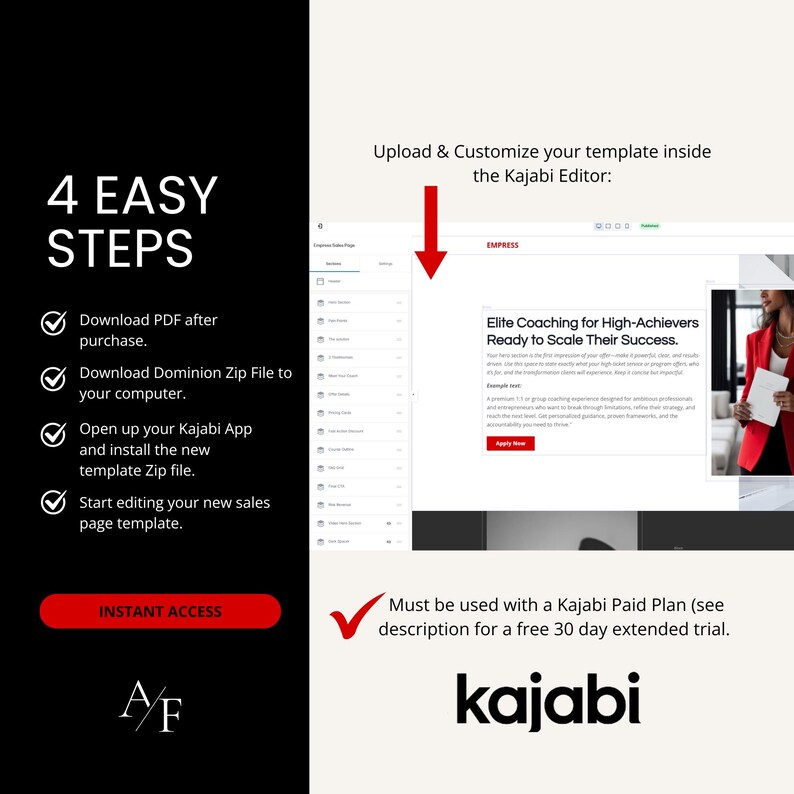 Highend Kajabi Sales Page Template Elegant Funnel Design for Women