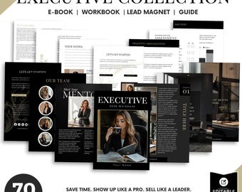 Canva-sjabloon voor Executive Workbook: leadmagneet van 70 pagina's voor coaches