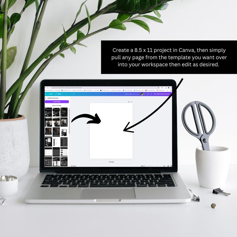Create a 8.5x11 inch project in Canva then drag and drop any template page into your workspace as you create your project.