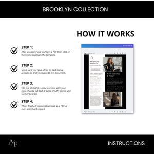 This media kit is easy to use, just download the PDF after purchase and then you can start editing in Canva. Save it as a PDF or print it out once you are done. That's it!
