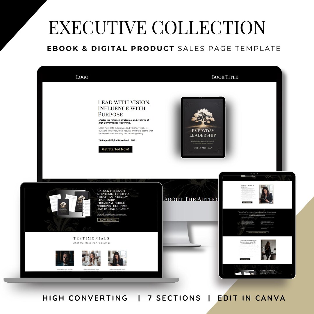Ebook & Digital Product Sales Page Canva Template for Coaches, Creators ...