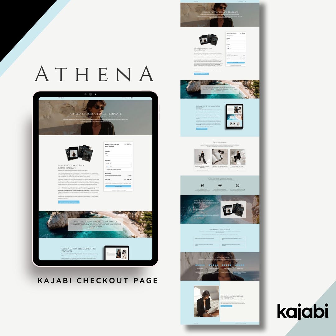 Athena Checkout Page Kajabi Template for Life Coaches & Course Creators ...