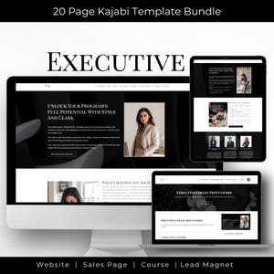 Kajabi Bundle Includes Kajabi Website, Sales Page, Lead Magnet Funnel, Kajabi Course Template, Executive Theme for Coaches & Course Creators
