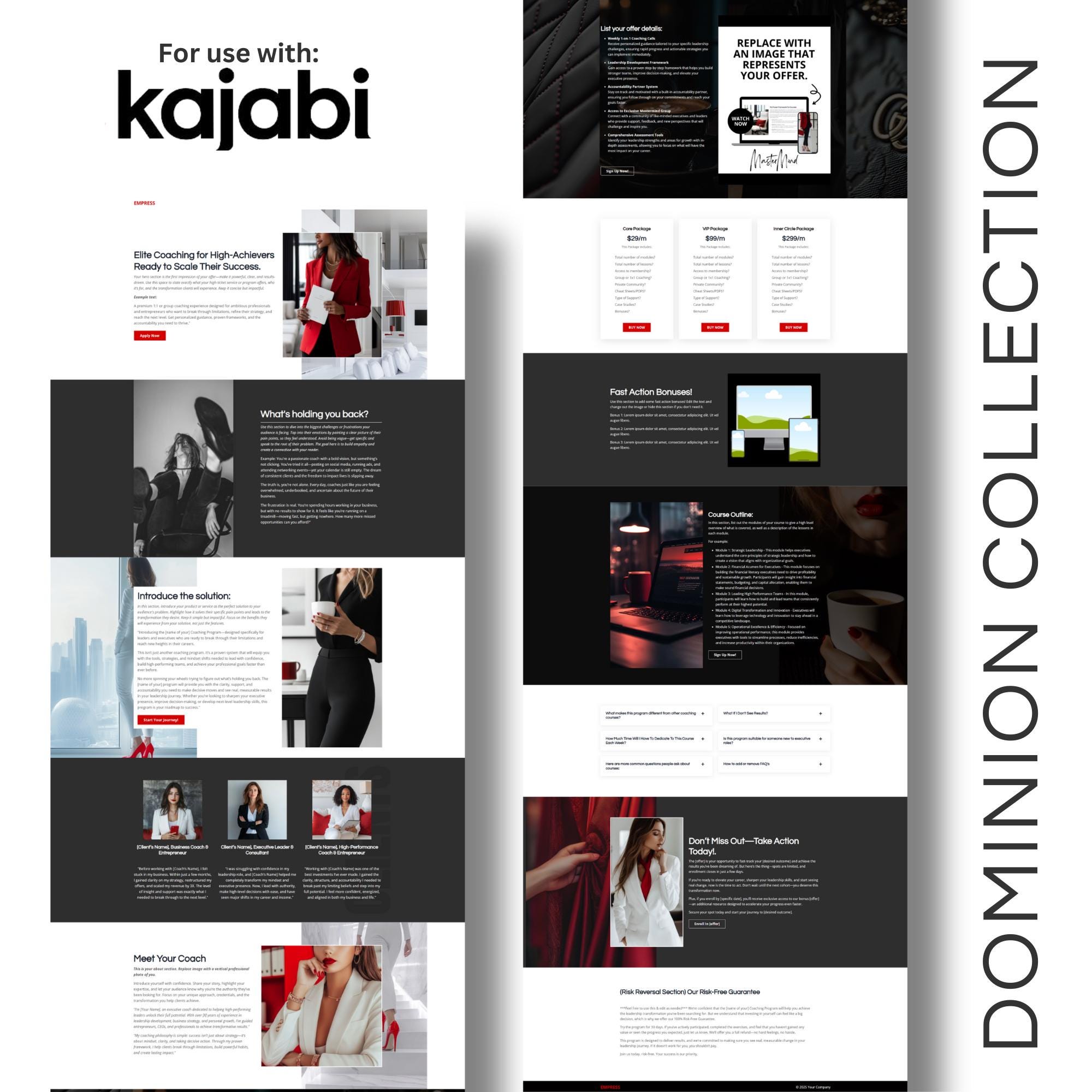 Highend Kajabi Sales Page Template Elegant Funnel Design for Women