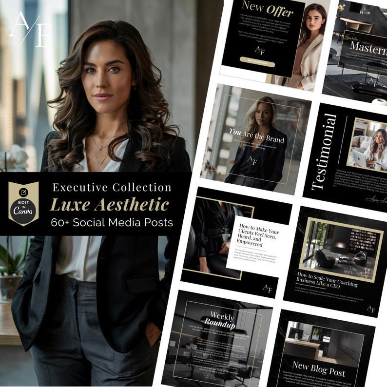 Luxe Social Media Canva Templates: Executive Coach Instagram Posts (60 ...