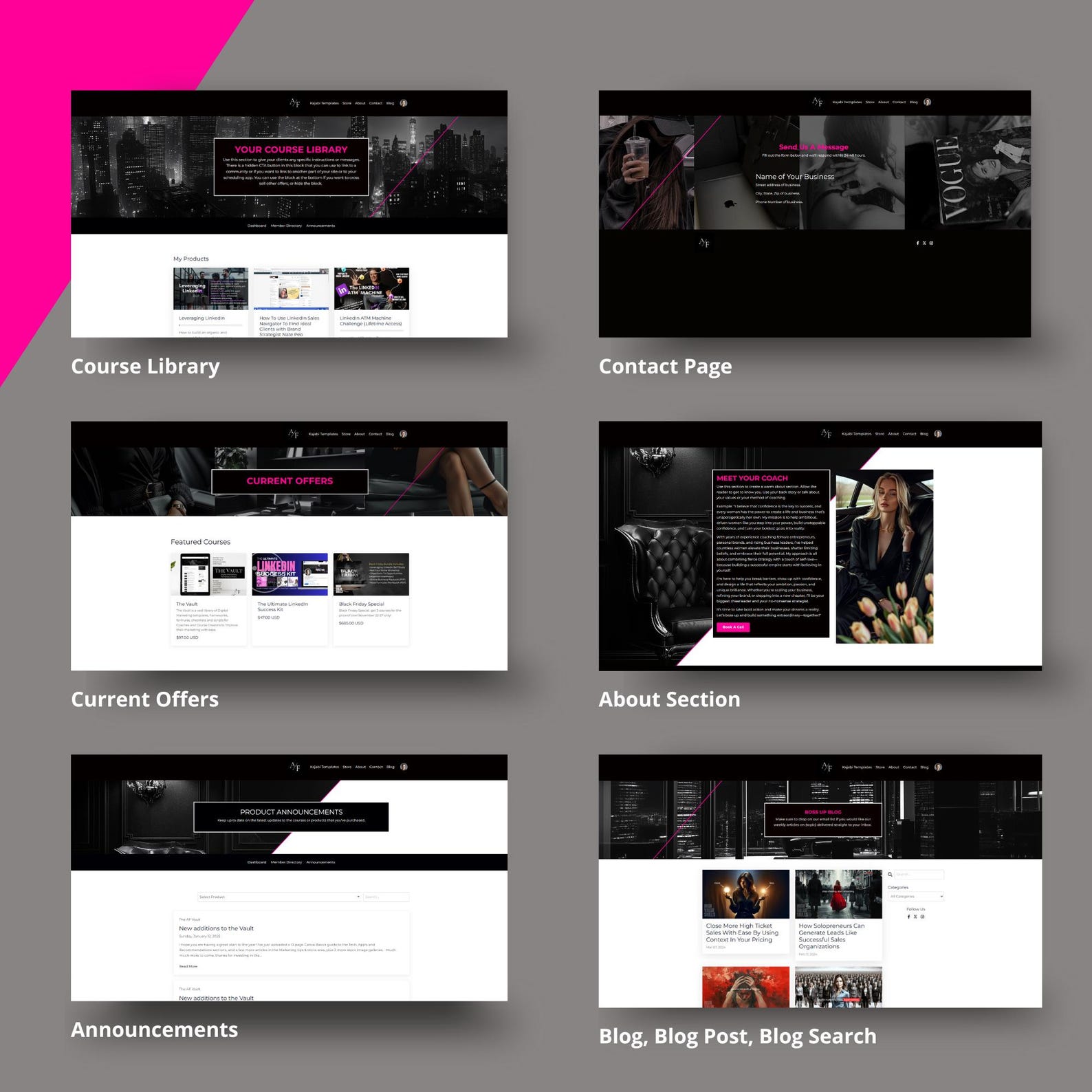 Kajabi Website Template for Coaches Kajabi Website Theme Woman