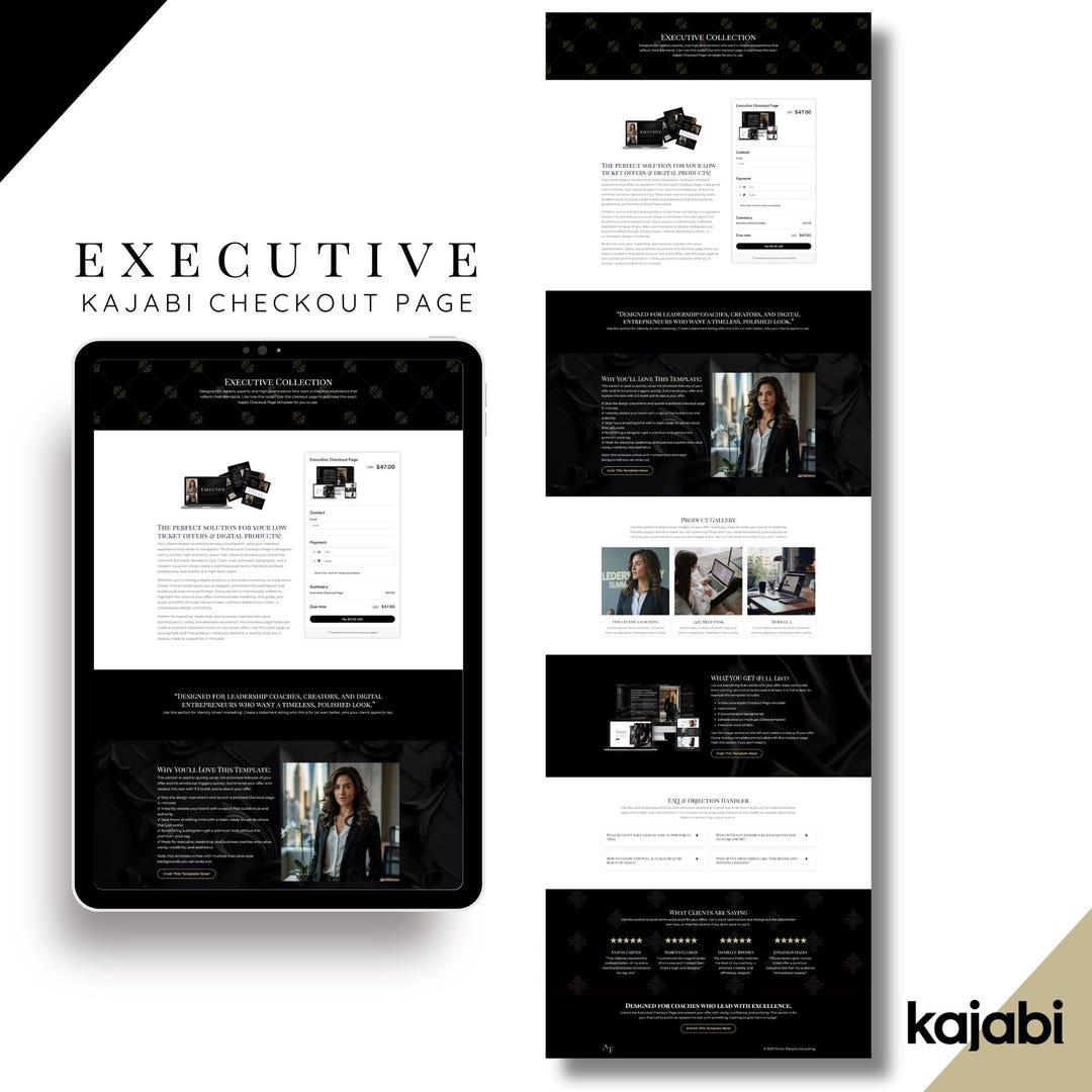 Executive Kajabi Checkout Page Template for Coaches and Course Creators ...