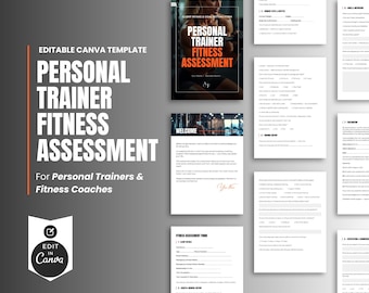 Personal Trainer Fitness Assessment Canva Template | Client Intake & Goal Setting Form for Coaches