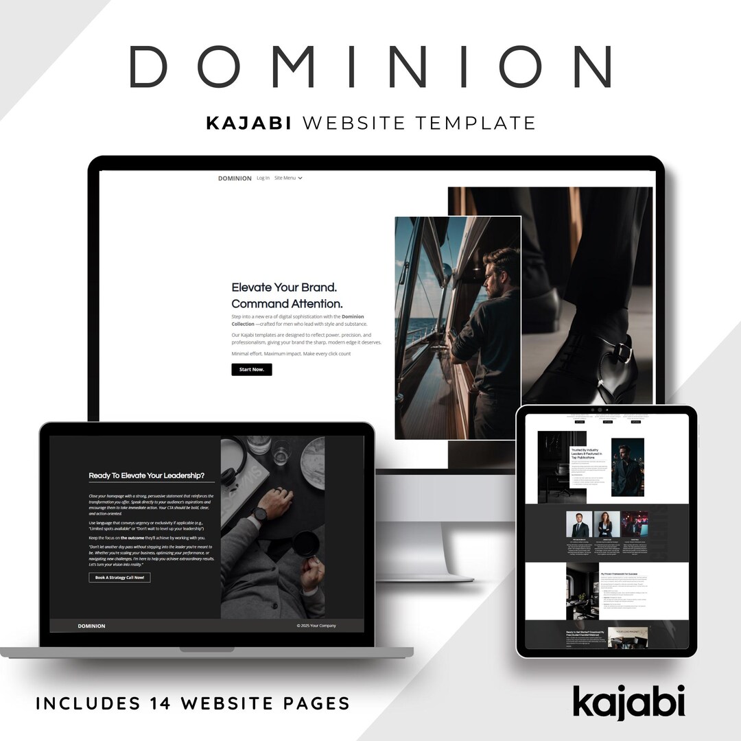 Dominion Kajabi Website Template: Minimalist Design for Coaches - Etsy