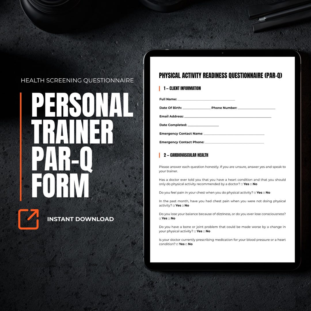 Par Score Form Personal Trainer PAR-Q Form — Health Screening Questionnaire Canva ...