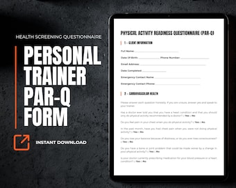 Personal Trainer PAR-Q Form — Health Screening Questionnaire Canva Template for Fitness Coaches