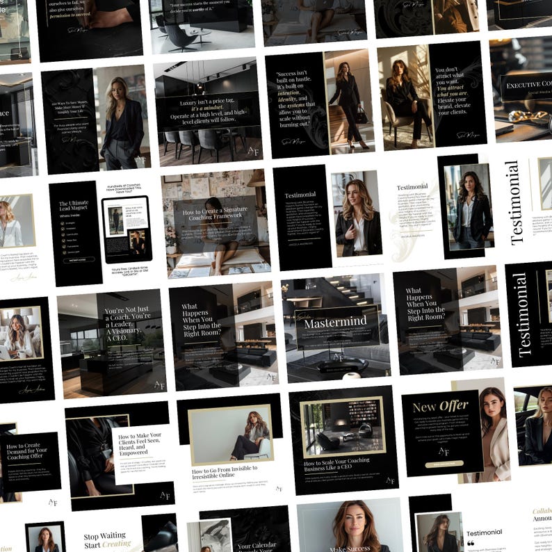 Luxe Social Media Canva Templates: Executive Coach Instagram Posts (60 ...