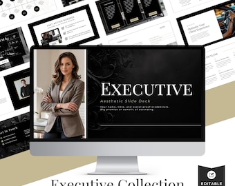 Executive Webinar Canva Template: Black, White & Gold Slide Deck for Coaches