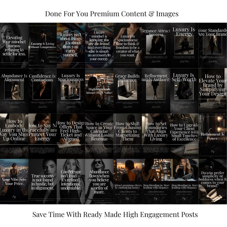 Dark Luxury Social Media Templates | 62 Canva Posts for Coaches - Etsy