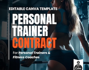 Personal Trainer Contract Template for Fitness Coaches | Editable Canva Agreement
