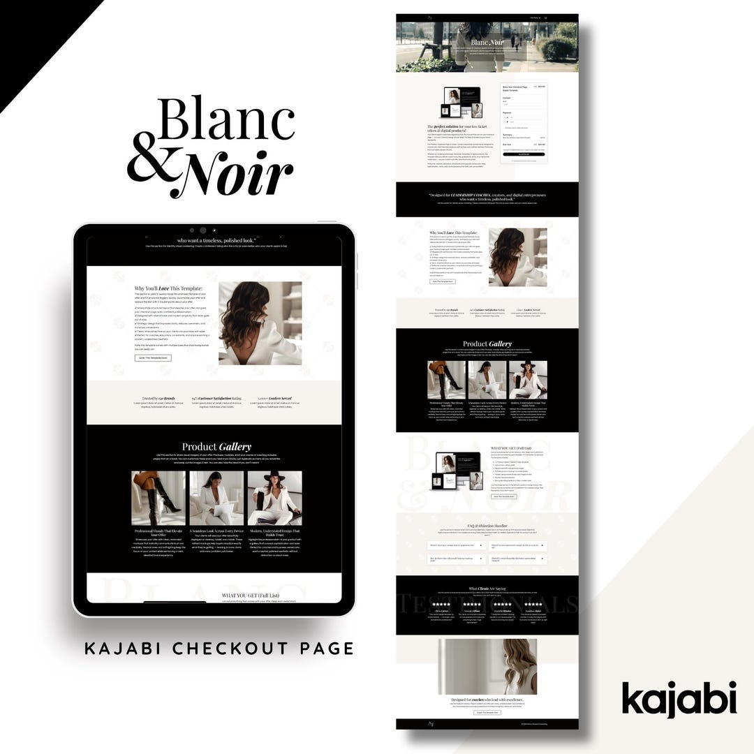 Blanc Noir Kajabi Checkout Page Template for Course Creators, Coaches ...