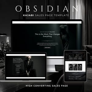 Obsidian Kajabi Sales Page Template | 9 Section Editable Website For Coaches & Consultants