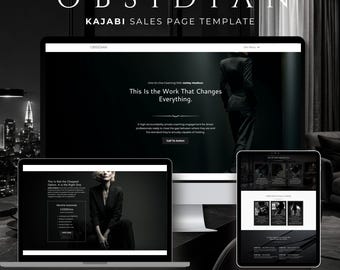 Obsidian Kajabi Sales Page Template | 9 Section Editable Website For Coaches & Consultants