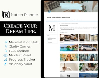 Notion Vision Board Kit: Goal Tracker & Life Planner (Digital Planner)