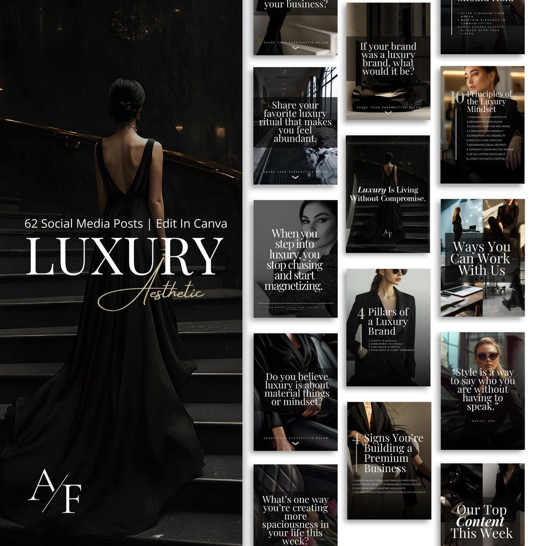 Dark Luxury Social Media Templates | 62 Canva Posts for Coaches - Etsy