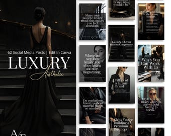 Dark Luxury Social Media Templates | 62 Canva Posts for Coaches